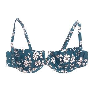 Shein Beach Floral Blue Bikini Underwire Swim Cute Pretty Top Cami Bra EUC S